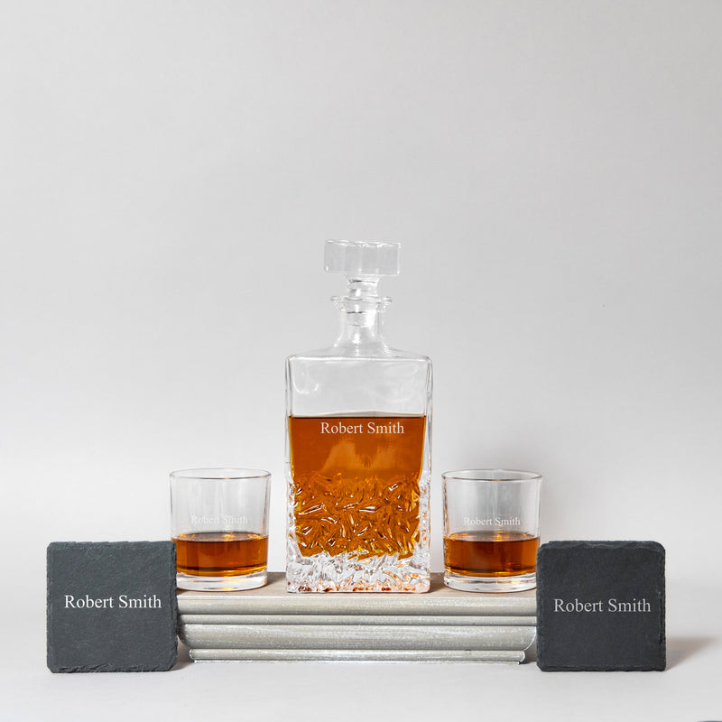 Personalized Kinsale Decanter Set with Slate Coasters -  - JDS