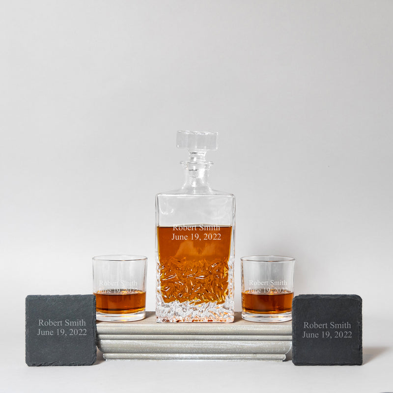 Personalized Kinsale Decanter Set with Slate Coasters -  - JDS
