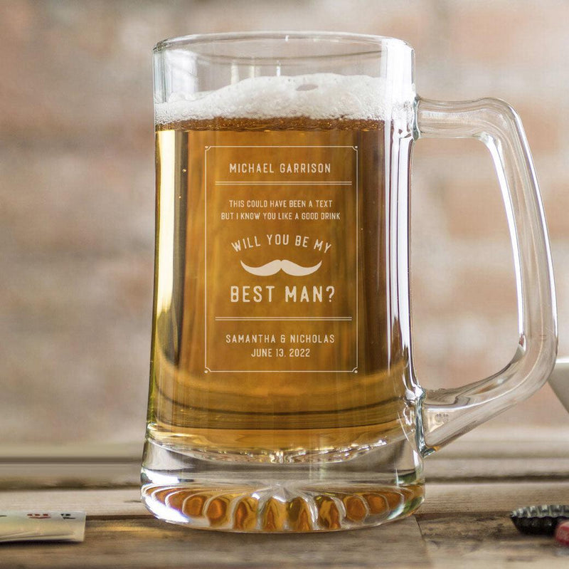 Personalized Groomsmen Proposal Glass Beer Mugs - 25 oz. -  - JDS