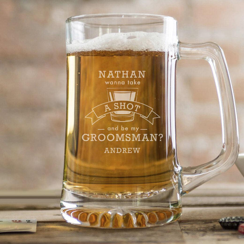 Personalized Groomsmen Proposal Glass Beer Mugs - 25 oz. -  - JDS