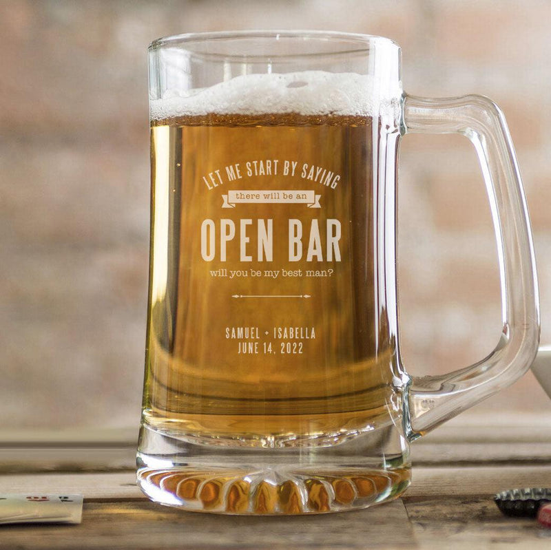 Personalized Groomsmen Proposal Glass Beer Mugs - 25 oz. -  - JDS