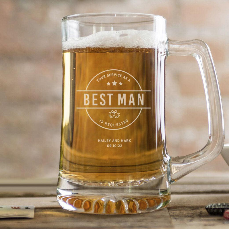 Personalized Groomsmen Proposal Glass Beer Mugs - 25 oz. -  - JDS
