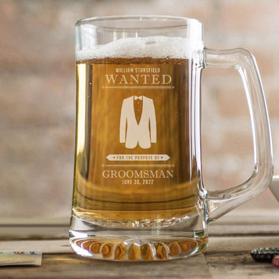 Personalized Groomsmen Proposal Glass Beer Mugs - 25 oz. -  - JDS
