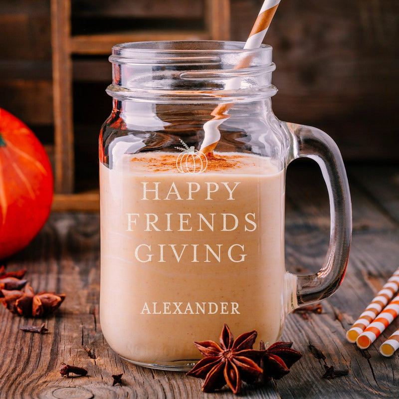 Personalized Friendsgiving Mason Jar Glasses -