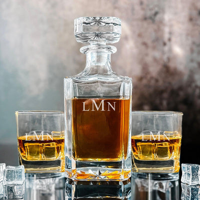 Personalized Square Decanter Set - 3Initials