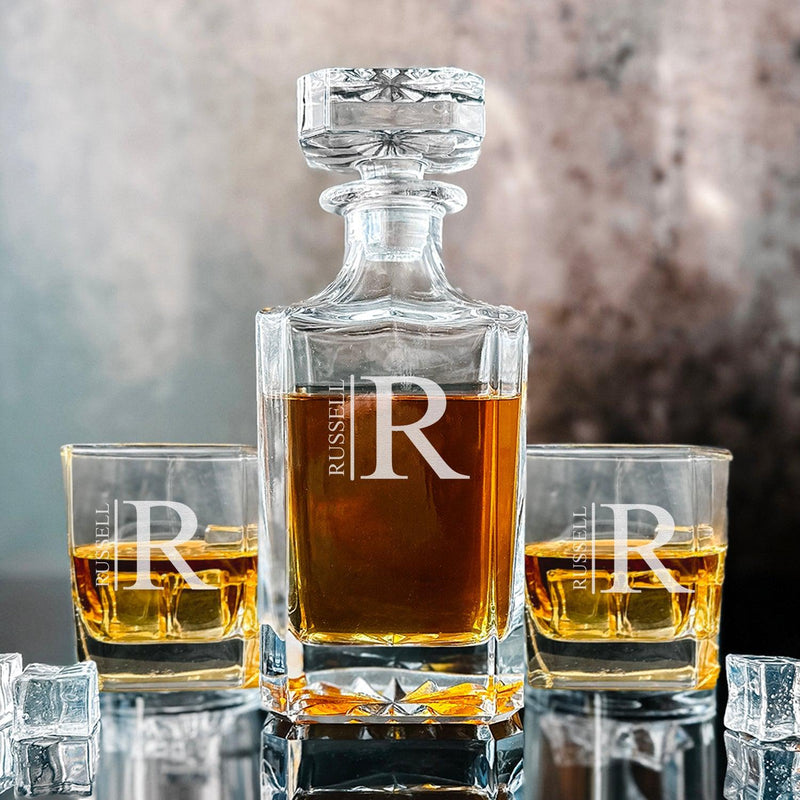 Personalized Square Decanter Set - Modern