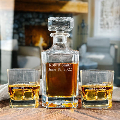 Personalized Square Decanter Set - 2Lines
