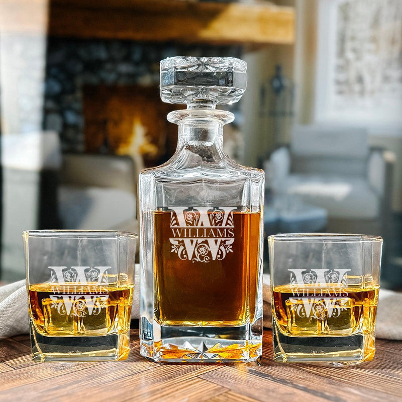 Personalized Square Decanter Set - Filigree
