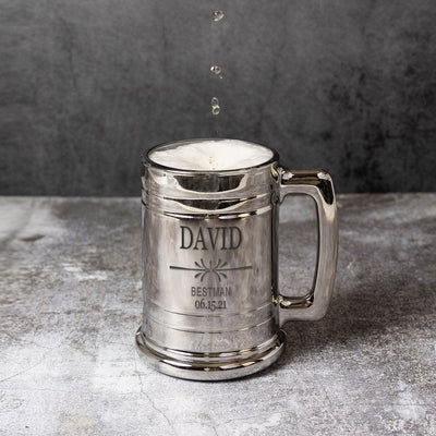 Personalized Best Man Metallic Beer Mug -