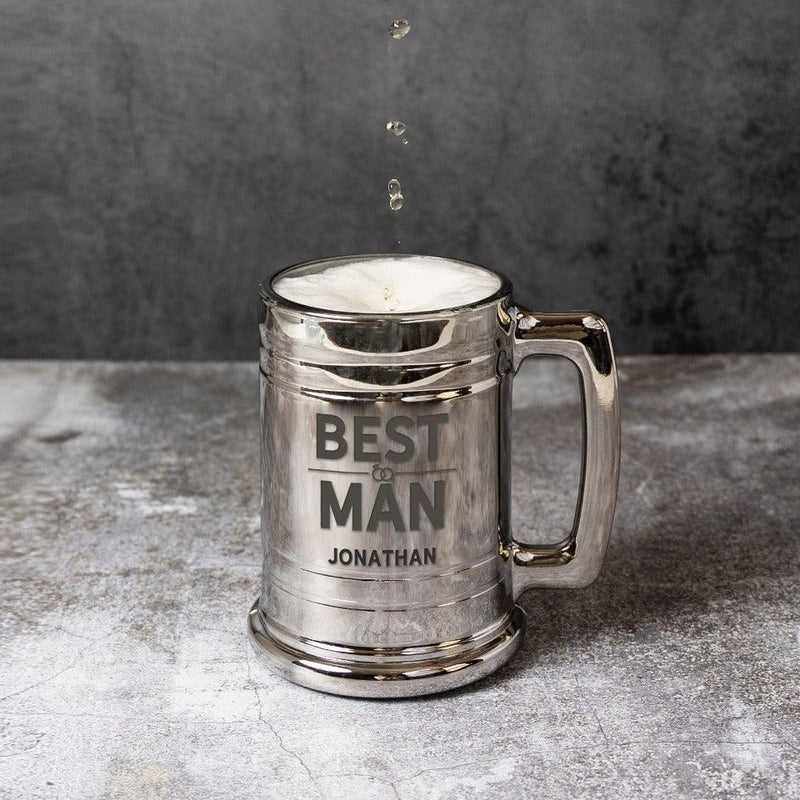 Personalized Best Man Metallic Beer Mug -  - JDS