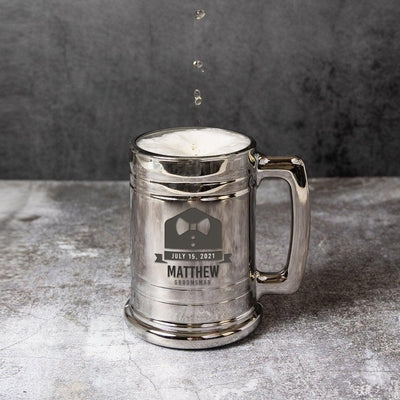 Personalized Groomsmen Metallic Beer Mug -  - JDS