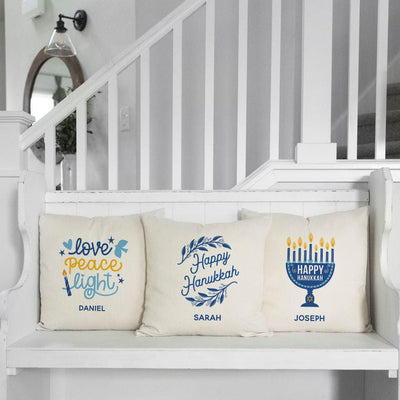 Personalized Hanukkah Throw Pillow Covers -