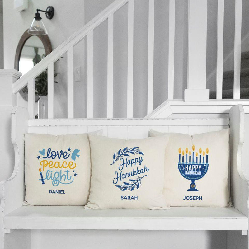 Personalized Hanukkah Throw Pillow Covers -  - Qualtry