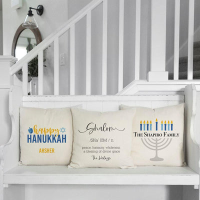 Personalized Hanukkah Throw Pillow Covers -  - Qualtry