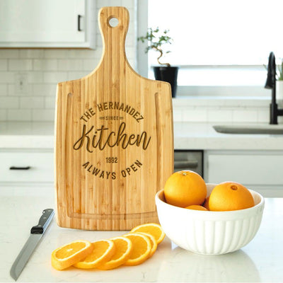 Personalized Large Handled Cutting board with Juice Grooves - Modern Collection -  - Qualtry