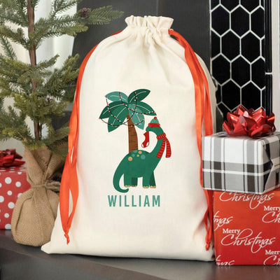 Personalized Merry and Bright Red Ribbon Santa Sacks -  - Qualtry