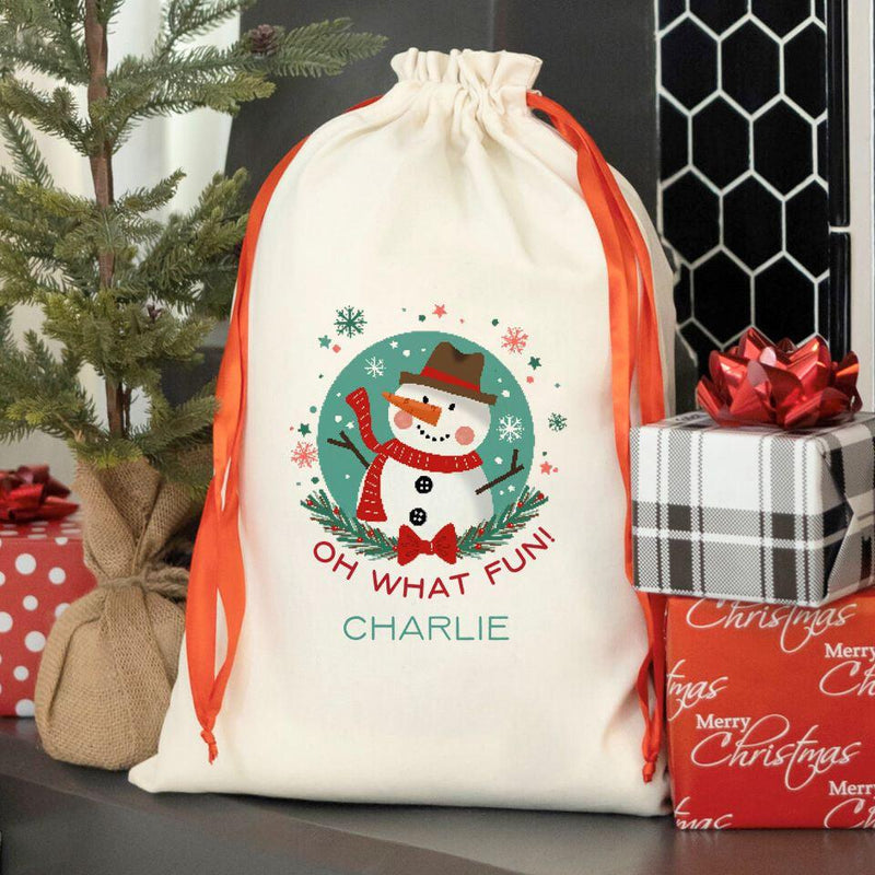 Personalized Merry and Bright Red Ribbon Santa Sacks -  - Qualtry