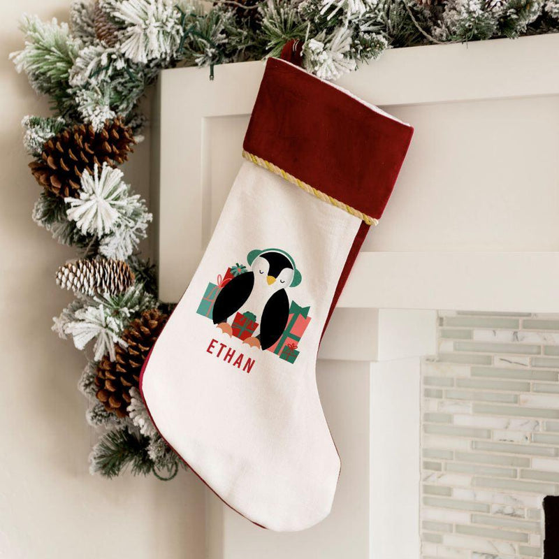 Personalized Merry and Bright Velvet-trimmed Christmas Stockings -  - Qualtry