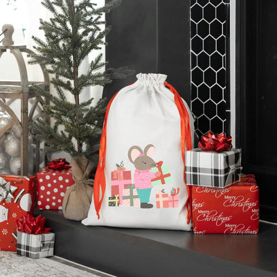 Personalized Drawstring Santa Gift Bags for Girls -  - Qualtry