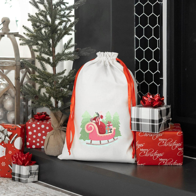 Personalized Drawstring Santa Gift Bags for Girls -  - Qualtry