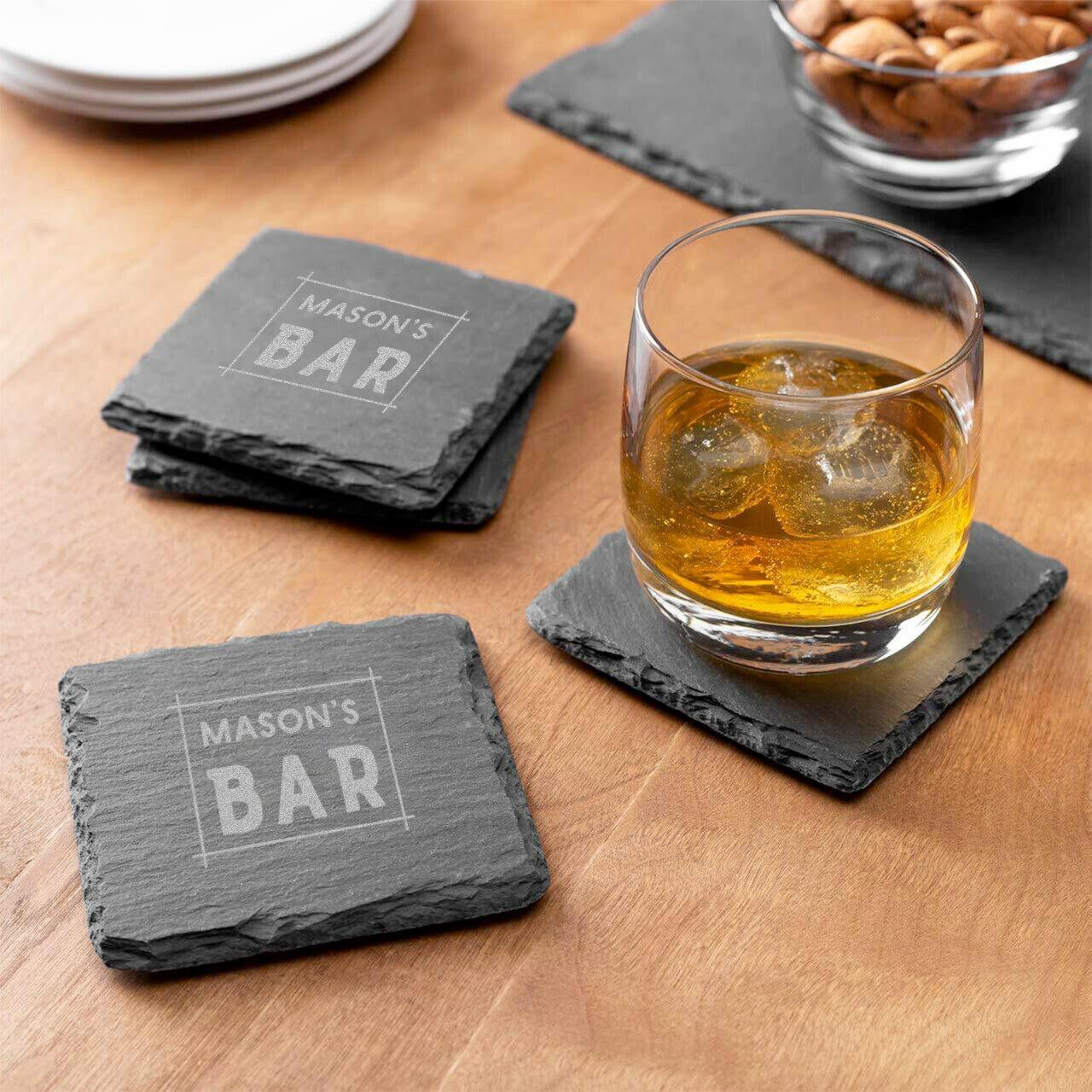 Personalized Man Cave Slate Coasters - Set of 2 -
