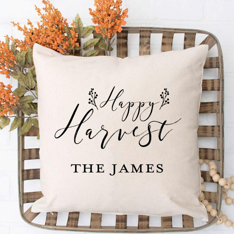 Personalized Happy Harvest Fall Throw Pillow Covers -  - Qualtry