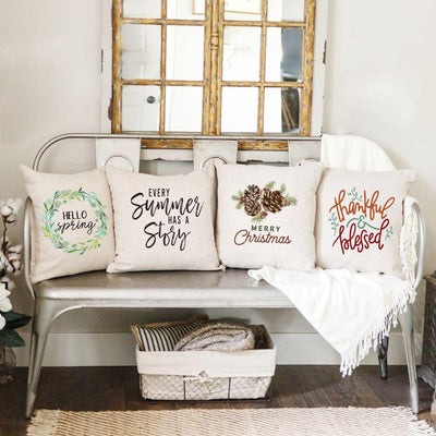 Seasonal Throw Pillow Covers Gift Set of 4 -  - Qualtry