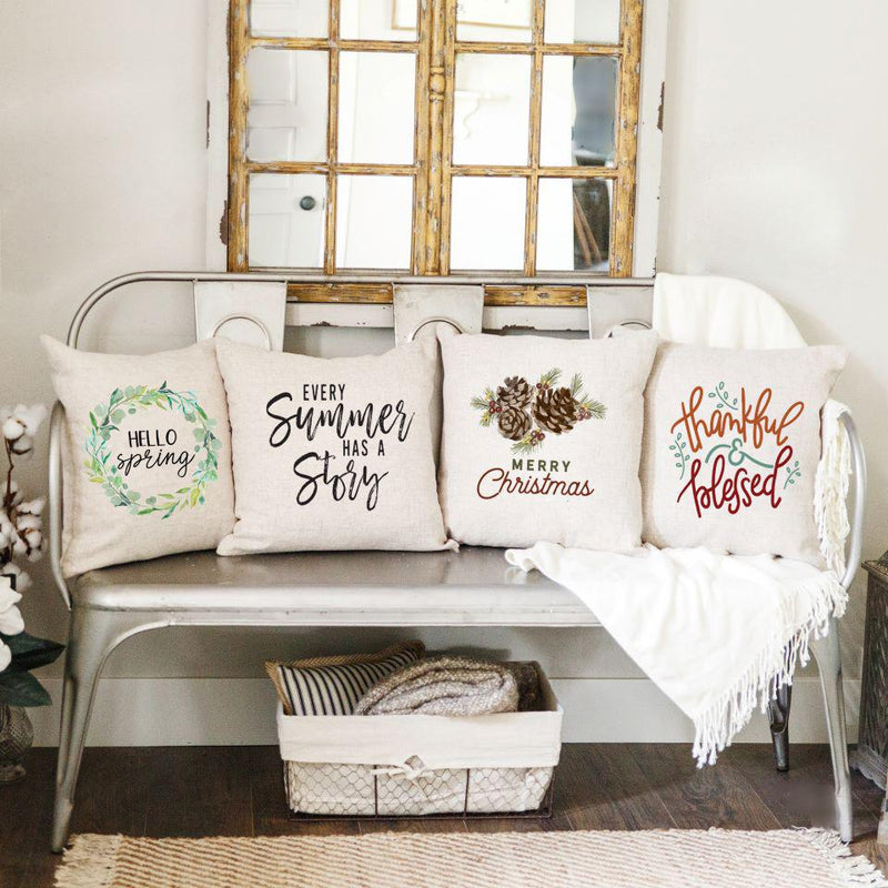 Seasonal Throw Pillow Covers Gift Set of 4 -  - Qualtry
