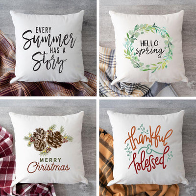 Seasonal Throw Pillow Covers Gift Set of 4 -  - Qualtry