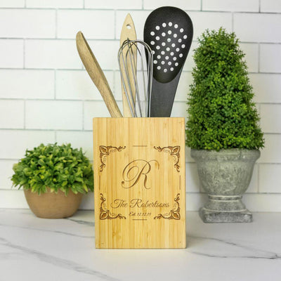 Personalized Bamboo Kitchen Utensil Holder -  - Qualtry