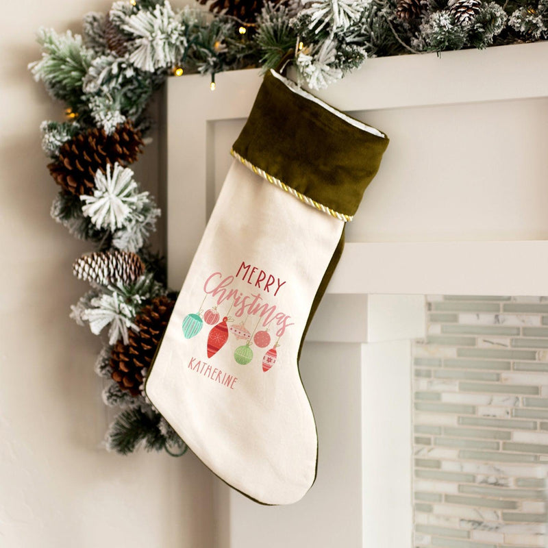 Personalized Kids Velvet Trimmed Christmas Stockings -  - Qualtry