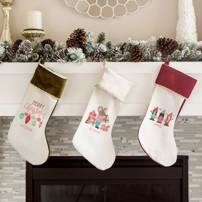 Personalized Girls Christmas Stockings Velvet-trimmed -  - Qualtry