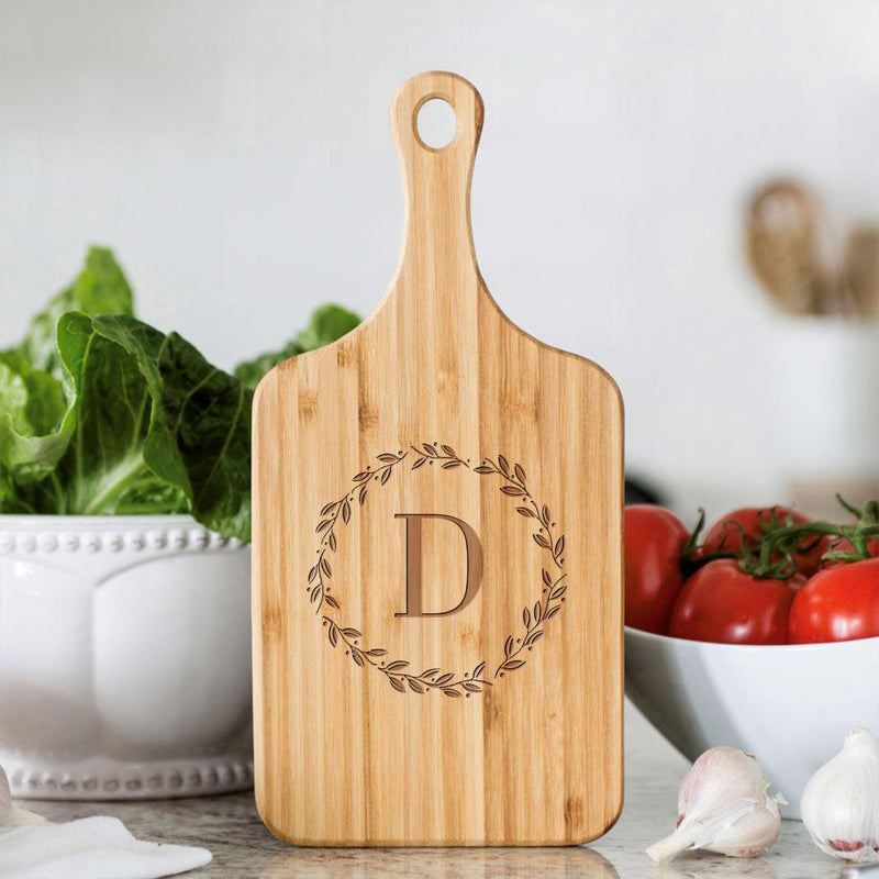 Wreath Monogram Bamboo Serving Boards -  - Qualtry