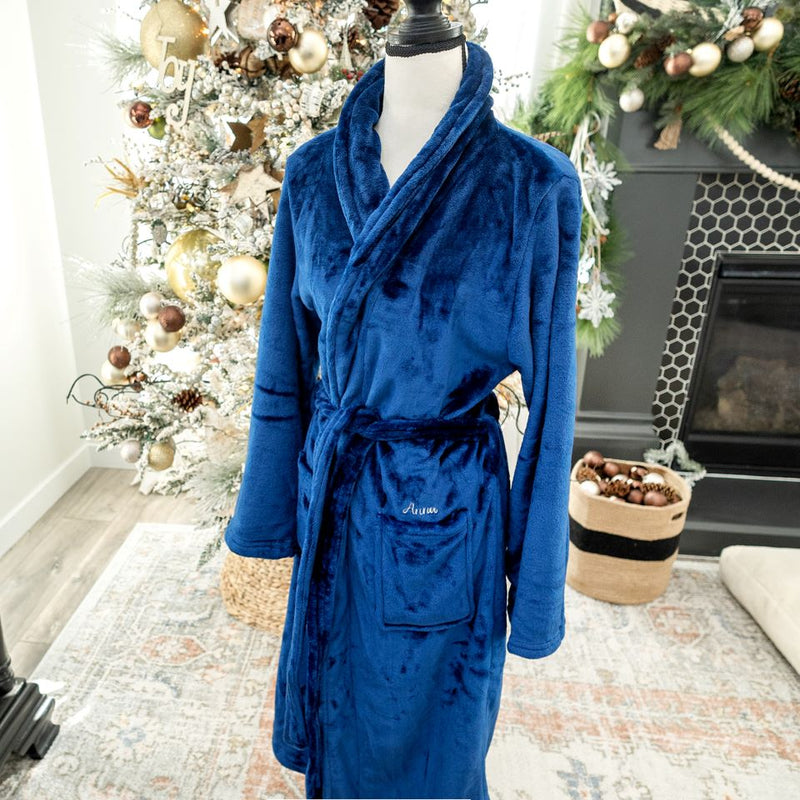 Personalized Super Soft Mink Touch Robes - Navy - Qualtry