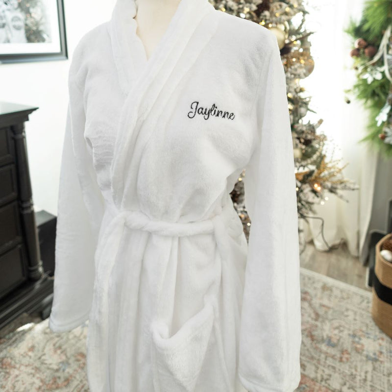 Personalized Super Soft Mink Touch Robes - White - Qualtry