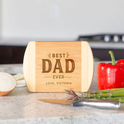 Personalized Two-Tone Bamboo Cutting Boards for Dad -
