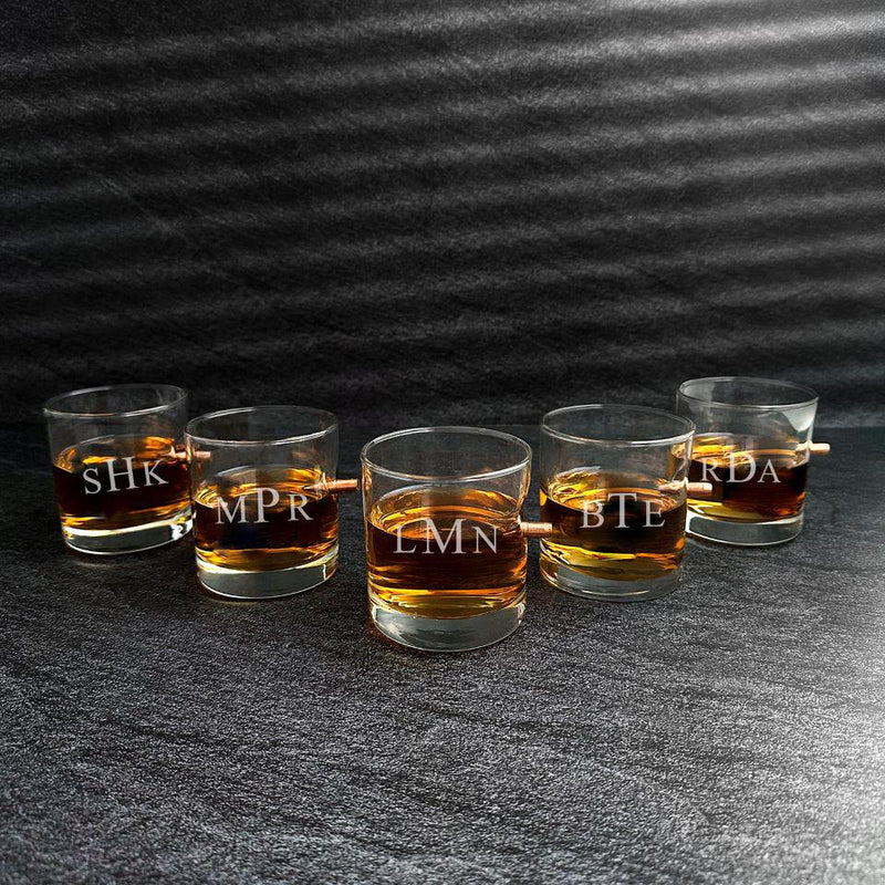 Personalized Set of 5 Bullet Whiskey Glasses -  - JDS