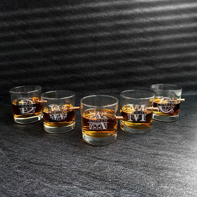 Personalized Set of 5 Bullet Whiskey Glasses -  - JDS