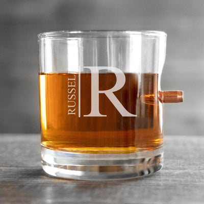 Personalized Bullet Whiskey Glass - Lowball Whiskey Glass -  - JDS