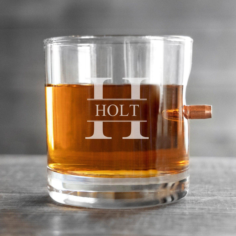 Personalized Bullet Whiskey Glass - Lowball Whiskey Glass -  - JDS