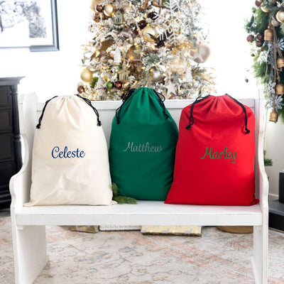 Personalized Embroidered Cotton Santa Bags -  - Qualtry