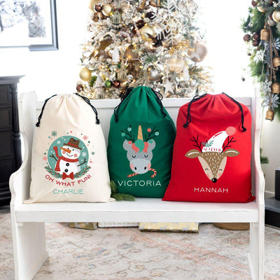 Personalized Kids' Cotton Santa Bags -  - Wingpress Designs