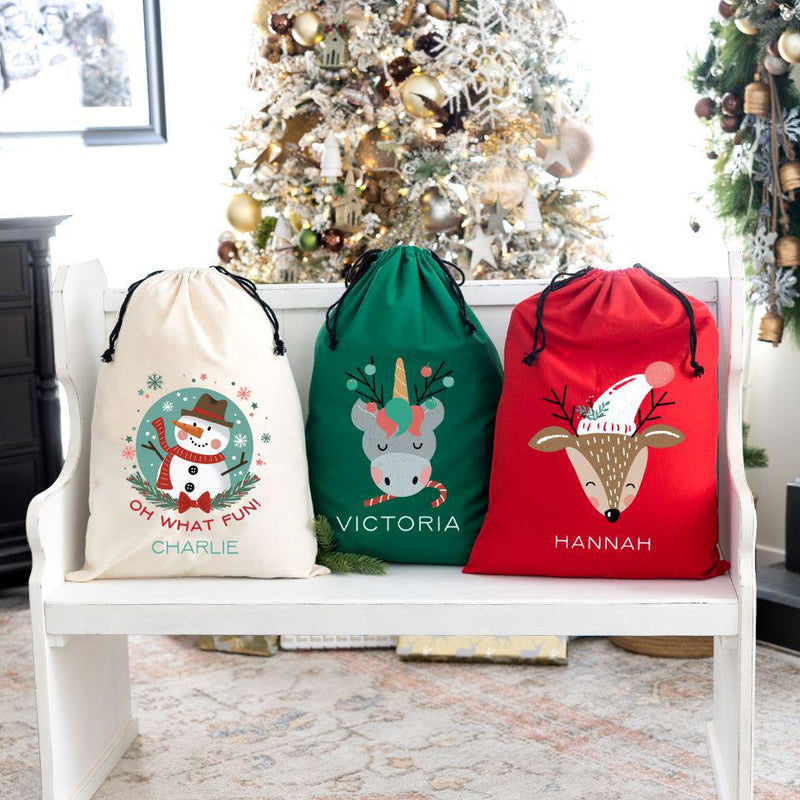 Personalized Kids Cotton Santa Bags A Gift Personalized