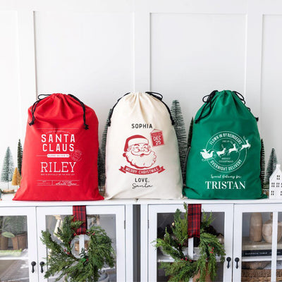 Personalized Christmas Cotton Santa Bags -  - Wingpress Designs