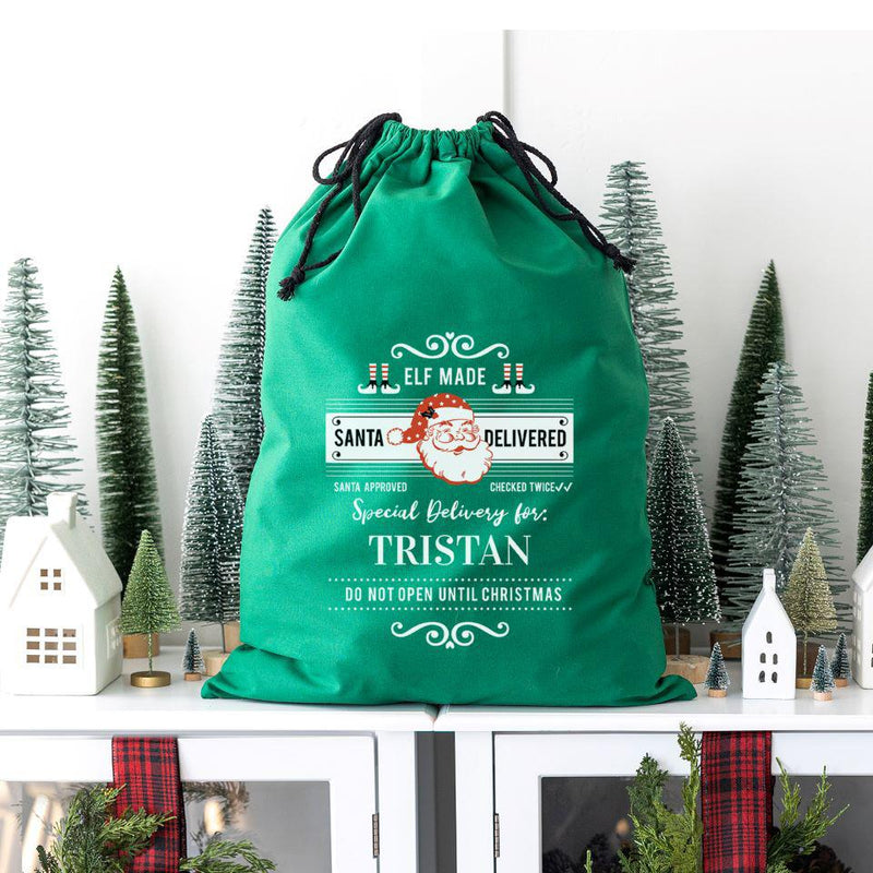 Personalized Christmas Cotton Santa Bags -