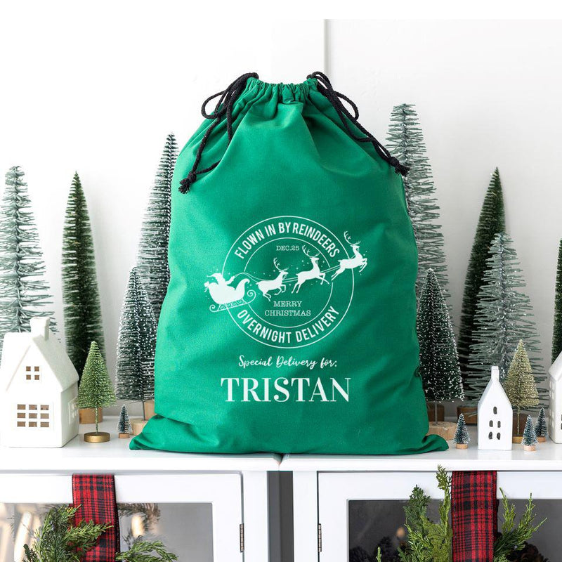 Personalized Christmas Cotton Santa Bags -