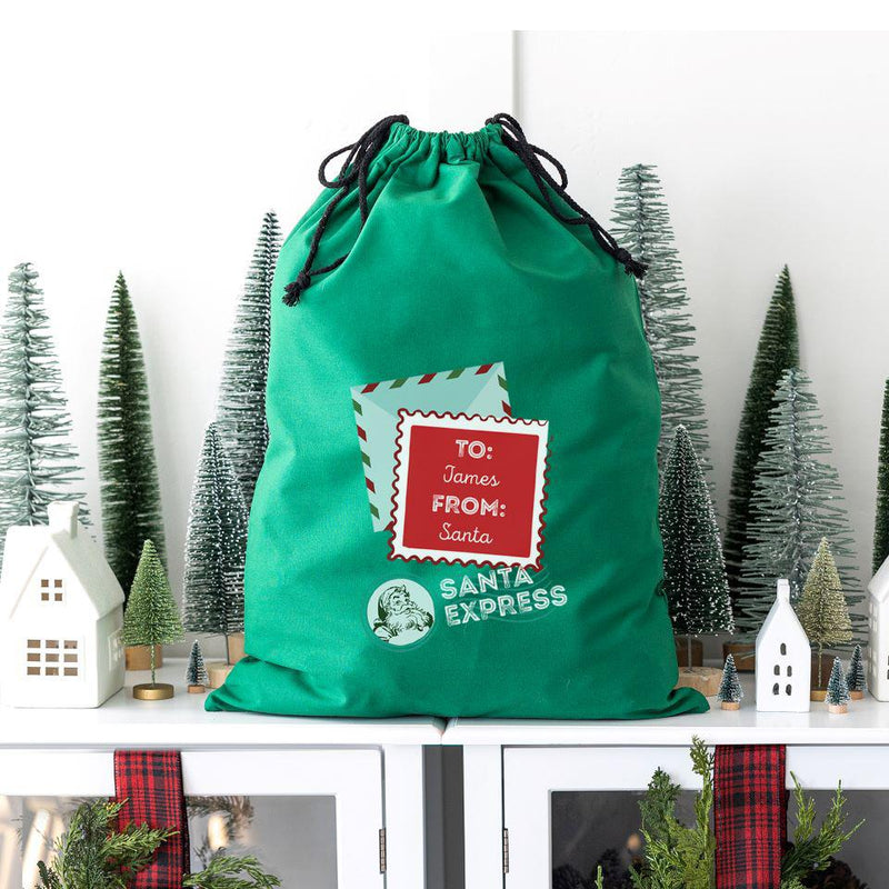Personalized Christmas Cotton Santa Bags -