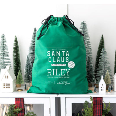 Personalized Christmas Cotton Santa Bags -