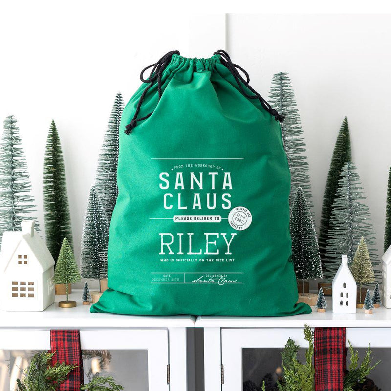 Personalized Christmas Cotton Santa Bags -