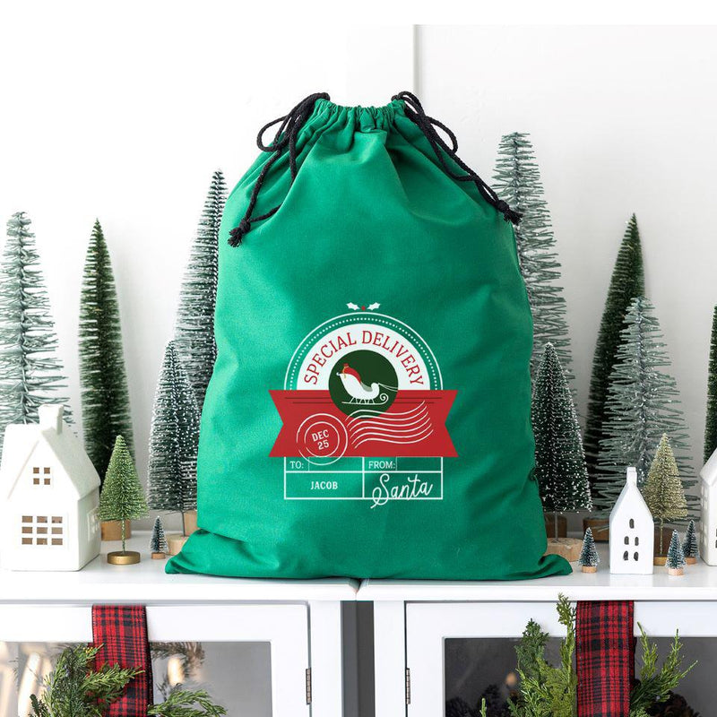 Personalized Christmas Cotton Santa Bags -